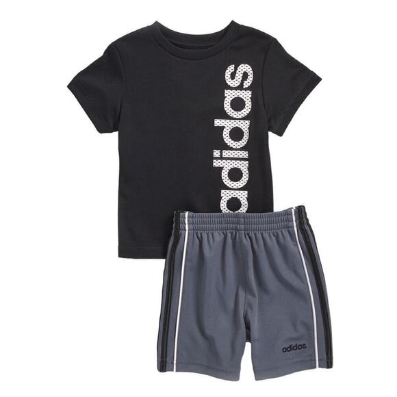 New! Adidas Infant Boys 2-Piece Perforated Logo Active Tee & Short Set 18M - Picture 1 of 2
